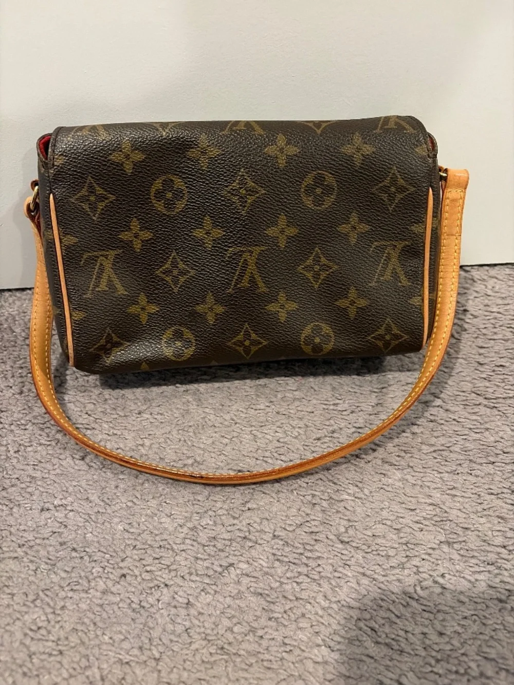Louis Vuitton Monogram Shoulder Bag with Red Trim and Vachetta Strap